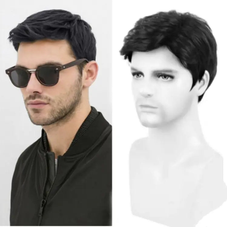 Men's Short Black Rose Chemical Fiber Wig